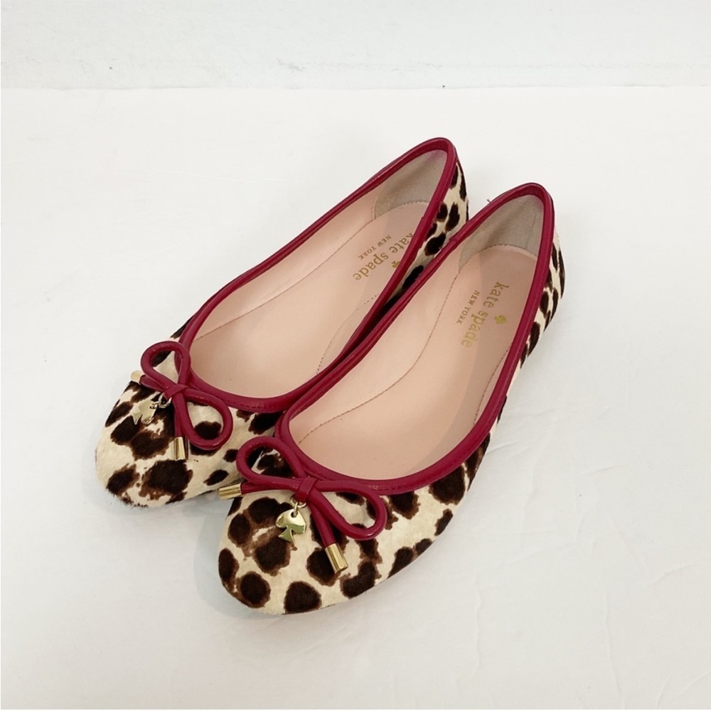 Kate Spade Leopard Print Flats with Red Trim